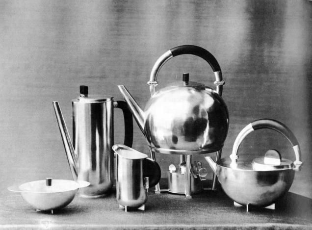 Marianne Brandt, Coffee and tea set, 1924, silver and ebony metalwork